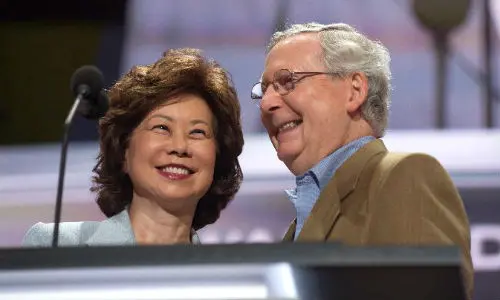 Elaine Chao, Donald Trump's pick for Transportation Secretary, with her husband, Senator Mitch McConnell at the Republican National Convention in July. 